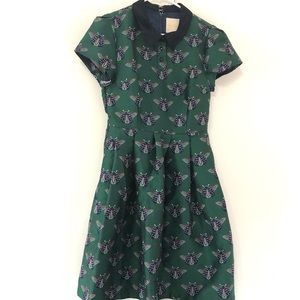 Modcloth beetle insect dress collar pockets print